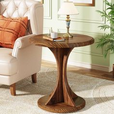 Wood End Table, Round Sofa Side Table Vintage Nightstand Tribesigns Round Small Coffee Tables, Small Sofa Chair, Rectangle Side Table, Side Table For Living Room, Space Vintage, Small End Tables, Vintage Nightstand, Round End Table, Round Sofa