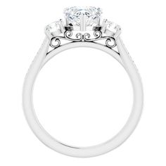 This timeless ring features 1/5 ctw. of dazzling diamonds that adorn the band. A 0.25 ct. or larger oval, asscher, pear, cushion, emerald, square, heart or round shape stone can be set with this ring. Timeless Asscher Cut Ring With Diamond Accents, Wedding Asscher Cut Diamond Ring With Accent Stones, White Gold Asscher Cut Ring With Accent Stones, Asscher Cut Diamond Wedding Ring With Accent Stones, Cubic Zirconia Asscher Cut Ring With Accent Stones, Asscher Cut White Gold Ring With Accent Stones, Wedding Emerald Ring With Asscher Cut And Diamond Accents, Diamond Ring With Accent Stones, Asscher Cut, Luxury Asscher Cut Diamond Ring With Accent Stones