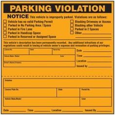 a parking violation form is shown with the words, notice to drivers and their vehicles