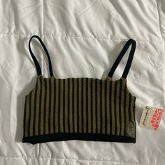 Nwt Army Green And Black Striped Fp Movement Bra Size Xs/S. Retails For $98 Casual Seamless Crop Top Sports Bra, Fitted Green Sports Bra With Adjustable Straps, Casual Green Sports Bra With Built-in Bra, Green Casual Crop Top For Sports, Sporty Black Crop Top With Adjustable Straps, Black Adjustable Straps Crop Top For Gym, Black Crop Top With Adjustable Straps For Gym, Black Gym Crop Top With Adjustable Straps, Sporty Seamless Tank Top For Beach