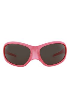 The future is now and bright enough to justify the wrapped, tinted lenses that shade these dynamic Italian-made sunglasses designed for terrestrials. 80mm lens width; 18mm bridge width; 110mm temple length 100% UV protection Injection frame Nylon lens Made in Italy Pink Polycarbonate Sunglasses With Uv Protection, Pink Plastic Shield Sunglasses With Uv Protection, Pink Plastic Shield Sunglasses With Uva Protection, Pink Gradient Lens Sunglasses In Polycarbonate, Modern Pink Shield Sunglasses For Outdoor, Pink Anti-reflective Sports Sunglasses, Pink Sunglasses With Gradient Lenses, Pink Anti-reflective Plastic Shield Sunglasses, Pink Anti-reflective Shield Sunglasses