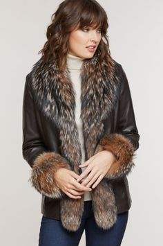 Women's Coats & Clothing | Overland Lambskin Leather Jacket, Coat Outfits, Women's Coats, Princess Seam, Fur Collars, Fox Fur, Lambskin Leather, Fur Trim, Finland