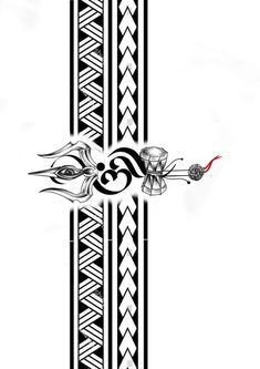 a cross with an intricate design in the middle and red on the bottom, as well as