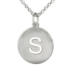 Cut out a little time for showing off your personal style with this initialed necklace. Everyday Silver Name Necklace With Initials, Personalized Silver Charm Necklaces With Initials, Initial Pendant Charm Necklace With Cable Chain, Silver Monogram Initial Necklace For Everyday, Silver Charm Necklaces With Initials For Personalized Gift, Personalized Monogram Silver Charm Necklace, Personalized Silver Monogram Charm Necklace, Silver Initial Necklace With Round Pendant, Sterling Silver Initial Necklace With Round Disc