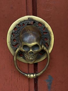 a door handle with a skull on it