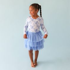 Floral White Girl Toddler Tulle Dress | Yve Long Sleeve Tulle Dress, Floral White, Tiered Dress, Above The Knee, Tulle Dress, Denim Shop, Mommy And Me, Jean Jacket, New Moms