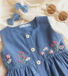 Hand Embroidery Frock Designs, Embroidery On Kids Clothes, Kids Embroidery Dress, Kids Embroidery Designs, Embroidery For Kids