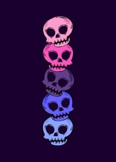 three skulls are stacked on top of each other in the same color and size,