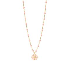 Flower Classic Gigi Baby Pink diamond necklace, Yellow Gold, 16.5" Pink Diamond Necklace, Yellow Flower Necklace, 18k Gold Necklace, Joy And Happiness, Pink Diamond, Flower Necklace, Baby Pink, Long Necklace, Diamond Necklace