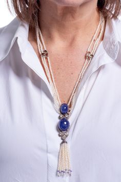 Deep blue tanzanite stones and rose cut diamonds hang on strands of seed pearls. Tanzanite Stone, Blue Tanzanite, Hang On, Seed Pearl, Rose Cut Diamond, Rose Cut, Deep Blue, Diamond Cuts, Diamonds