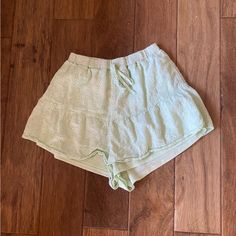 Has Been Worn Like Once. Basically Brand New And Super Cute. Cute Loungewear Shorts For Spring, Green Pajama Shorts With Elastic Waistband For Spring, Cotton Bottoms With Short Inseam For Vacation, Short Inseam Cotton Bottoms For Vacation, Green Summer Loungewear Bottoms, Summer Cotton Fitted Pajama Shorts, Green Loungewear Bottoms For Summer, Casual Green Pajama Shorts For Spring, Green Bottoms For Spring Vacation