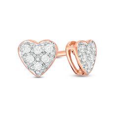 Romance is in the air with these sparkling diamond heart stud earrings. Crafted in precious 10K rose gold, each heart-shaped earring is filled with a composite of petite diamonds. Radiant with 1/8 ct. t.w. of diamonds and a brilliant buffed luster, these post earrings secure comfortably with friction backs. Mens Gold Jewelry, Special Ring, Heart Stud Earrings, Sparkling Diamond, Heart Studs, Heart Earrings Studs, Sparkle Diamonds, Diamond Heart, Diamond Stone