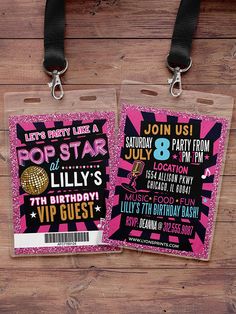 Retro neon VIP PASS backstage pass Vip invitation