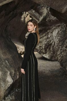 Stephanie Sheath Long Sleeved Crepe Midi Dress | MEAN BLVD Black Long Sleeve Maxi Dress, Long Sleeve Black Maxi Dress, Wedding Hijab Styles, Long Sleeve Bodycon Midi Dress, Dress Name, Crepe Midi Dress, Mean Blvd, Flare Sleeve Dress, Dress Design Patterns