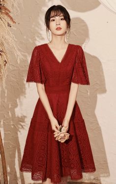 Red homecoming dress,v-neck lace party dressMaterial:laceColor:as picture or custom colorNeckline:v-neckBack details:zipperStyle:shortDress type: A-line&ltp&gtFeatures: party,daily</p>&ltbr/>&ltp&gtCustomized service and Rush order are available.</p>&ltbr/>&ltp&gtThis dress could be custom made, there are no extra cost to do custom size and color.</p>&ltbr/>&ltp&gtPlease leave your phone number for shipping when you order the Red Homecoming Dress, Lace Party Dress, Red Homecoming Dresses, Lace Party Dresses, Neck Lace, Homecoming Dress, Color Card, Dress P, Homecoming Dresses