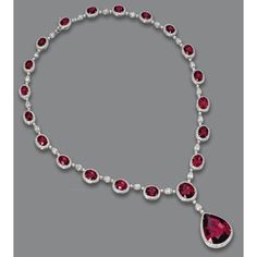 White Gold 14K Red Ruby With Diamonds 49.50 Carats Lady Necklace Gemstone Necklace Diamond Necklace Jewelry, Ruby And Diamond Necklace, Dainty Gold Jewelry, Hanging Jewelry Organizer, Diamond Jewelry Necklace, Circle Diamond, Ruby Necklace, Ruby Jewelry, Tennis Bracelet Diamond