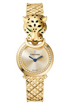 Cartier La Panthere de Cartier (HPI01380) Cartier Leopard, Pink Gold Bracelet, Panther Head, Gold Diamond Watches, Rose Gold Watches Women, Expensive Jewelry Luxury, Cartier Panthere, Cartier Watch, Rose Gold Case