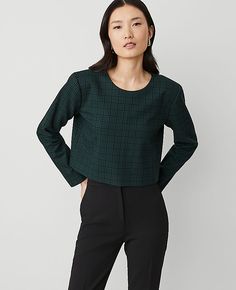 Shop Ann Taylor for effortless style and everyday elegance. Our plaid top checks off all the boxes in a streamlined silhouette. Crew neck. Long sleeves. Hidden back zipper with hook-and-eye closure. Lined.,Hit:Hits at waist,Imported:Imported,Length:17 1/4" long,Fabrication:Shell: 68% Polyester, 30% Rayon, 2% Spandex; Lining: 100% Polyester,Garment Care:Machine Washable Plaid Long Sleeve Top by Ann Taylor Size regular - 2 Green Multi Women's Regular, Crew, Neck, Long, Sleeve, Suit, Tops, Tops, Shell 68%, Polyester, 30%, Rayon, 2%, Spandex Lining 100%, Polyester, Machine, Washable Chic Plaid Tops For Office, Plaid Long Sleeve Tops For Office, Fitted Plaid Tops For Business Casual, Plaid Tops For Workwear In Fall, Plaid Top For Fall Workwear, Long Sleeve Suit, Everyday Elegance, Plaid Top, Plaid Tops