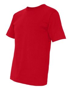 This USA-made 100% Cotton Short Sleeve T-Shirt from Bayside is the ultimate classic tee. Made from 100% pre-shrunk cotton (Dark Ash is 90% cotton, 10% polyester), you’ll love its casual yet structured look thanks to its shoulder-to-shoulder taping, double-needle stitched sleeves and bottom hem. Built to last, this ultra soft yet durable top is perfect for work, school, sports, vacations, or lounging around at home. Pair this perfect tee with shorts for a casual day look or jeans and a jacket for Classic Cotton Shirt Pre-shrunk, Tagless Cotton Crew Neck T-shirt, Classic Short Sleeve Pre-shrunk Shirt, Cotton Short Sleeve T-shirt With Tagless Label, Tagless Crew Neck Casual Tops, Casual Tagless Crew Neck Tops, Casual Crew Neck Tagless Top, Basic Red T-shirt With Relaxed Fit, Classic Red Cotton T-shirt