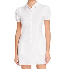 New Onia X Weworewhat ‘Elle’ Mini Dress. Button Front. Point Collar. Short, Puffed Sleeves With Elasticized Cuffs. Front Hand Pockets. Princess Seams. Darts At The Bust. White In Color. 50% Cotton. 50%. Viscose. Size Xs. Casual Button-back Fitted Dress, Fitted Dress With Button Back For Casual Occasions, Fitted Mini Dress With Puff Sleeves And Button Closure, Chic Puff Sleeve Mini Dress With Button Closure, Fitted Puff Sleeve Mini Dress With Buttons, Chic Mini Dress With Puff Sleeves And Button Closure, Puff Sleeve Shirt Dress With Buttons For Work, Puff Sleeve Shirt Dress For Daywear, Formal Puff Sleeve Mini Dress With Buttons