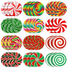 many different colored lollipops are arranged in the shape of an abstract swirl