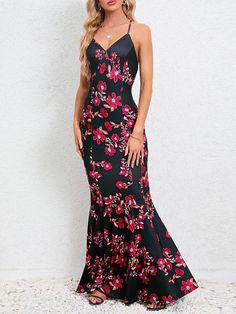 Sku CY-!165296 Material 95% Polyester Style Mermaid , Sleeveless , Bodycon Feature Flower Print , Split-joint Neckline Spaghetti-neck Occasion Sexy , Leisure Fashion Seasons Spring , Summer Type Maxi Dresses Color BLACK Size S,M,L,XL,2XL Please consult the size chart we provide for this item's measurements to help you decide which size to buy.Please note: There may be 1-3cm differ due to manual measurement. CMINCH Bust Length S 74-84 123 M 78-84 124 L 82-92 125 XL 88-98 126 2XL 94-104 127 Cheongsam Top, Leisure Fashion, Flower Print Dress, Yoga Activewear, Dress Jewelry, Green Lace, Fashion Seasons, Kids Sweater, Flower Dresses