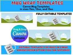 the mug wrap templates are designed to look like they have been made from paper