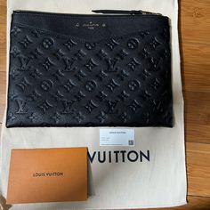 New Monogram Empreinte Leather Daily Pouch, Black. Guaranteed Authentic. Will Ship In Dust Bag Designer Black Clutch For Daily Use, Designer Black Clutch With Removable Pouch, High-end Black Clutch With Dust Bag, Luxury Black Pouch Clutch, Designer Black Clutch, Louis Vuitton Wristlet, Louis Vuitton Neverfull Damier, Louis Vuitton Clutch Bag, Louis Vuitton Dust Bag