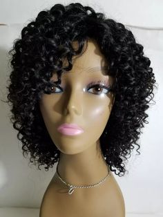 100% human Remy hair curly full wig 8" handmade black natural short Natural | eBay Brown Hair To Black, Afro Hair Extensions, Lace Front Black, Italian Hair, Remy Wigs, Black Brown Hair, Hair Transition, Stylish Short Hair, Weave Styles