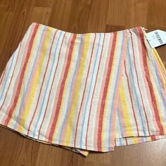 Lightweight And Sweet Skort. Has A Variety Of Colors And Stripes. Can Be Worn For Casual Wear Or Dress It Up! Never Worn And Tags Attached! Never Worn!! Pink Summer Skort With Built-in Shorts, Casual Mini Skort For Summer, Cotton Mini Length Summer Bottoms, Casual Short Skort For Summer, Trendy Beach Skort For Summer, Trendy Summer Beach Skort, Multicolor Mini Bottoms For Summer, Multicolor Mini Length Summer Bottoms, Trendy Pink Skort