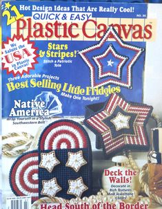 the front cover of plastic canvass magazine with an image of stars and stripes on it