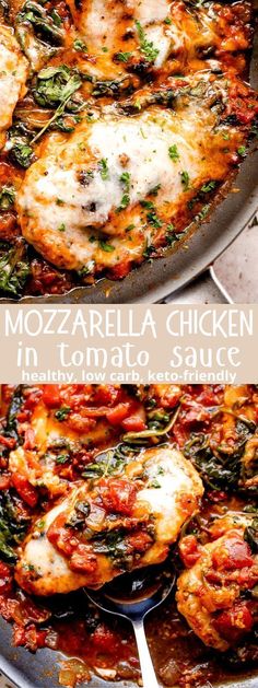 mozzarella chicken in tomato sauce with spinach