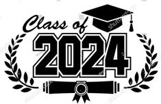 the class of 202 graduation logo with a mortar cap and laurel wreath on top of it