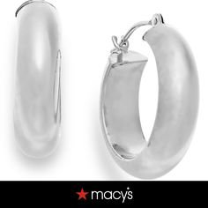 in stock Classic Metal Hoop Earrings For Anniversary, Silver Hoop Earrings From Macy's For Anniversary, Macy's Small Hoop Earrings For Anniversary, Macy's Classic Hoop Earrings For Gift, Macy's Tarnish Resistant Earrings, Classic Small Hoop Jewelry From Macy's, Macy's Silver Hoop Earrings For Anniversary, Classic Macy's Hoop Earrings As Gift, Macy's Small Hoop Earrings For Formal Occasions