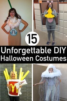 some people are dressed up in costumes and posing for pictures with the caption, 15 unforgettable diy halloween costumes