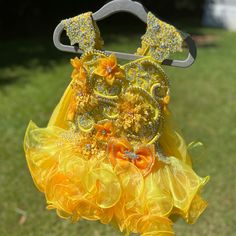 High Glitz Pageant Dress She Won Overall Winner 12-18 Month Comes With Socks, Bloomers, Necklace And Two Bows Yellow Pageant Dresses, Glitz Pageant Dresses, Glitz Pageant, Pageant Dress, Gold Yellow, Kids' Dresses, Colorful Dresses, Yellow Gold, Socks