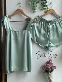 All Shades of Green Silk Tie Knot Tank Top Style Pj Sets Unlimited Customization: Color/design/size Bridal Party Satin Pjs Sage Pjs - Etsy Green Satin Summer Set, Green Satin Sets For Summer, Green Satin Set For Summer, All Shades Of Green, Satin Pjs, Bridesmaid Pjs, Girls Tie, Short Pj Set, Green Silk