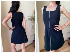 Vintage Black Dress Zip Front Dress 90s Mini Dress Y2K - Etsy 90s Mini Dress, Mini Dress Y2k, Zip Front Dress, Dress Y2k, Vintage Black Dress, Athletic Dress, Ribbed Dress, 90s Dress, Ribbed Dresses