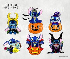 stitch sv - png halloween monsters with pumpkins and bats