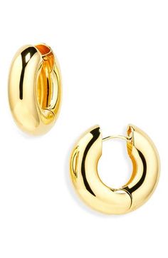 Add hearty shine to everyday ensembles with these chunky hoop earrings plated in 14-karat gold. Hinge with snap-post closure 14k-gold plate Imported Hispanic & Latinx Owned/Founded Gold Hoop Earrings Indian, Hoop Earrings Indian, Chunky Gold Hoop Earrings, Chunky Hoop Earrings, Earrings In Gold, Gold Hoop, Gold Hoop Earrings, Devon, Gold Plate