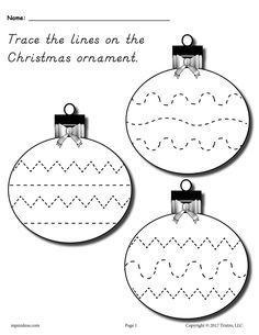 FREE Printable Christmas Ornament Line Tracing Worksheet! Line Tracing Worksheets, Printable Christmas Ornaments, Line Tracing, Christmas Lesson, Tracing Sheets, Christmas Worksheets, Christmas Activities For Kids, Christmas School, Preschool Christmas