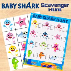 the baby shark scavenger hunt game is shown