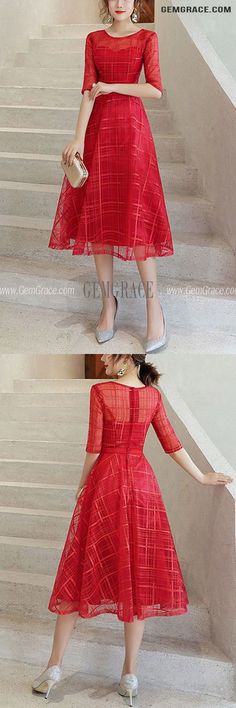 10% off now|Free shipping world-wide. Striped Pattern Tea Length Party Dress With Half Sleeves at GemGrace. Click to learn our pro custom-made service for wedding dress, formal dress. View #WeddingGuestDresses for more ideas. Elegant Striped Short Sleeve Dress, Elegant Red Half Sleeve Midi Dress, Striped Midi Length Party Dress, Striped Midi Party Dress, Striped A-line Party Dress, Knee-length Striped Dress For Party, Striped Knee-length Party Dress, Striped Knee-length Dress For Party, Striped Midi Dress For Party