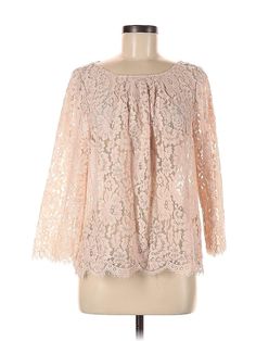 Joie 3/4 Sleeve Blouse Size: Medium Tops - used. 58% NYLON, 42% COTTON | Joie 3/4 Sleeve Blouse: Pink Tops - Size Medium Pink Tops, Sleeve Blouse, Lace Top, Women Handbags, Womens Tops, Size Medium, For Women, Handbags, Pink