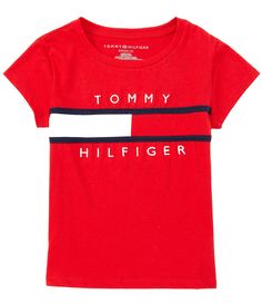 From Tommy Hilfiger&#x2C; this tee features:Round necklineShort sleevesPullover stylingTommy Hilfiger logo and graphic design on the frontCotton/polyesterMachine wash; tumble dryImported. Tommy Hilfiger Logo, Heritage Fashion, Short Sleeve Pullover, Dope Outfits, Sporty Look, Dillard's, Big Brother, Lifestyle Brands, Pullover Styling