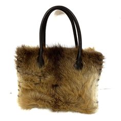 Alberto Makali Vintage Fur Covered Purse Handbag Zip Pocket Inside Open Top A266 Brown Shoulder Bag With Faux Fur Lining For Fall, Brown Winter Shoulder Bag With Faux Fur Lining, Vintage Brown Signature Coated Canvas Bag, Brown Shoulder Bag With Faux Fur Lining, Brown Faux Fur Lined Shoulder Bag, Fur Handbag, Fur Handbags, Vintage Fur, Handbag Purse