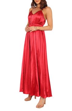 Pleated satin lends endless glamour to this party-ready wide-leg jumpsuit that dramatically sways with every stylish step you take. Hidden back-zip closure V-neck Adjustable straps Unlined 97% polyester, 3% spandex Hand wash, dry flat Imported Satin Jumpsuit, Red Fits, Red Jumpsuit, Party Invite, Wide Leg Jumpsuit, Evening Wear, Eden, Adjustable Straps, Wide Leg