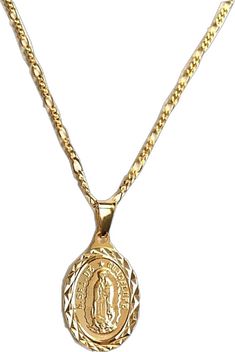 Gold Our Lady Of Guadalupe Medallion Necklace, Gold Medallion Necklace Of Our Lady Of Guadalupe, Gold Our Lady Of Guadalupe Round Pendant Necklace, Gold Medallion Necklace With Our Lady Of Guadalupe, 14k Gold Our Lady Of Guadalupe Necklace, 14k Gold Necklace With Our Lady Of Guadalupe, Gold Our Lady Of Guadalupe Necklace In 14k Gold, Virgin Guadalupe, Guadalupe Necklace