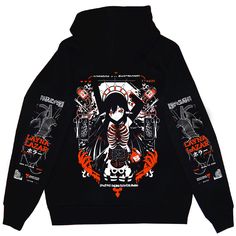 Harajuku Anime Print Hooded Outerwear, Harajuku Style Anime Print Outerwear For Streetwear, Harajuku Style Cotton Hoodie Outerwear, Cotton Hooded Outerwear With Anime Print, Hooded Anime Print Outerwear For Fall, Fall Anime Print Hooded Outerwear, Harajuku Long Sleeve Hoodie With Graphic Print, Fall Hooded Outerwear With Anime Print, Harajuku Style Cotton Outerwear For Streetwear