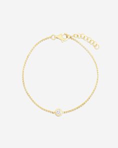 A classic bezel-set bracelet is the perfect piece to wear alone or layer Classic Gold Bracelet With Single Diamond, Classic Gold Bracelet With Single Diamond For Everyday, Classic 14k Gold Bracelet With Single Diamond, Classic Gold Bracelet With Single Cut Diamonds, Classic Gold Bracelet With Single Cut Diamonds As Gift, Classic Chain Bracelet With Single Cut Diamonds As Gift, Timeless 14k Gold Bracelets With Bezel Setting, Timeless Round Bracelet With Single Diamond, Timeless Gold Bracelet With Bezel Setting As Gift